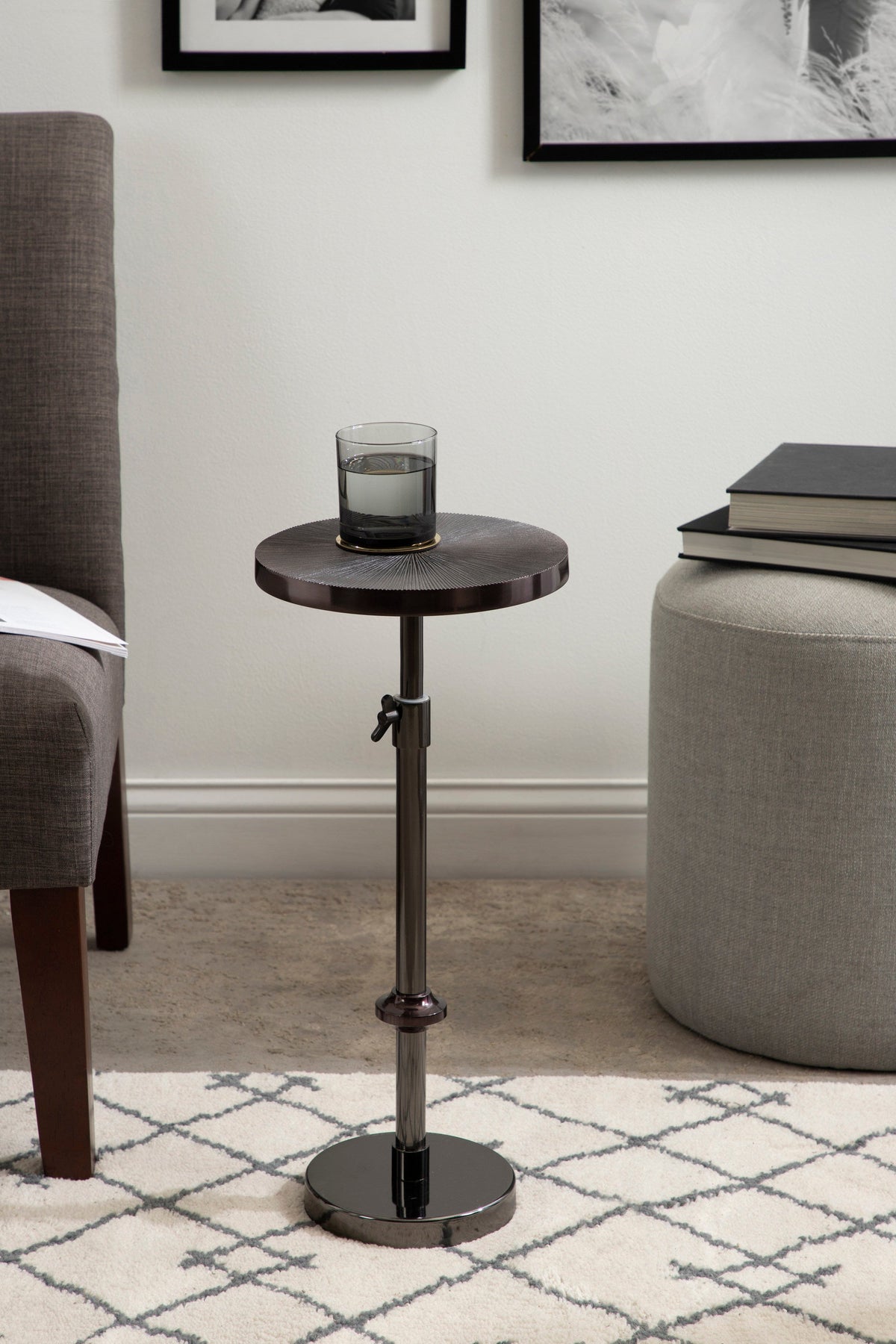 Engles Adjustable Embossed Metal Table and Plant Stand
