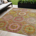 5 X 8 Orange Pink And Gold Geometric Washable Indoor Outdoor Area Rug