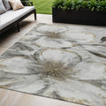 5 X 8 Silver Gray And Beige Floral Washable Indoor Outdoor Area Rug