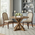 48 Oak Wood Cross Leg Base Round Top Dining Table