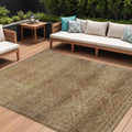 9 X 12 Khaki And Beige Geometric Washable Indoor Outdoor Area Rug