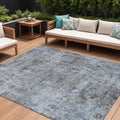 10 X 14 Blue And Taupe Abstract Washable Indoor Outdoor Area Rug