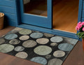 3 X 5 Black Fern Green And Teal Blue Geometric Washable Indoor Outdoor Area Rug