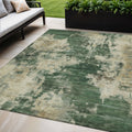 5 X 8 Fern Green And Beige Abstract Washable Indoor Outdoor Area Rug
