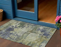 3 X 5 Purple Olive Green And Taupe Abstract Washable Indoor Outdoor Area Rug