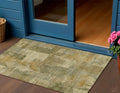 3 X 5 Khaki Beige And Wheat Abstract Washable Indoor Outdoor Area Rug