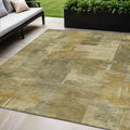 5 X 8 Khaki Beige And Wheat Abstract Washable Indoor Outdoor Area Rug