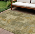 9 X 12 Khaki Beige And Wheat Abstract Washable Indoor Outdoor Area Rug