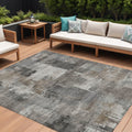 8 X 10 Pewter Khaki And Charcoal Abstract Washable Indoor Outdoor Area Rug