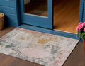 3 X 5 Pink Charcoal And Copper Abstract Washable Indoor Outdoor Area Rug