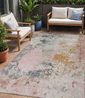 5 X 8 Pink Charcoal And Copper Abstract Washable Indoor Outdoor Area Rug