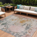 10 X 14 Pink Charcoal And Copper Abstract Washable Indoor Outdoor Area Rug