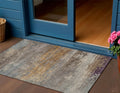 3 X 5 Brown Gray And Purple Abstract Washable Indoor Outdoor Area Rug