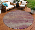 8 Merlot Beige And Blush Round Abstract Washable Indoor Outdoor Area Rug