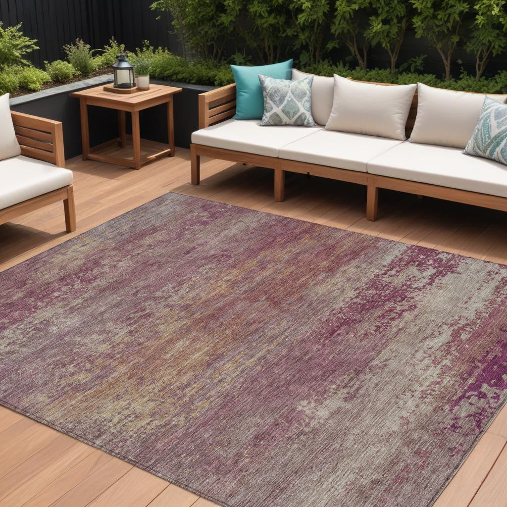 8 X 10 Merlot Beige And Blush Abstract Washable Indoor Outdoor Area Rug