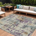 9 X 12 Linen Purple And Gold Abstract Washable Indoor Outdoor Area Rug