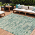 9 X 12 Teal Blue Linen And Pale Aqua Abstract Washable Indoor Outdoor Area Rug