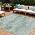 8 X 10 Mint Green And Pale Aqua Abstract Washable Indoor Outdoor Area Rug