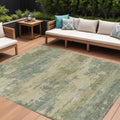 9 X 12 Pale Aqua And Khaki Abstract Washable Indoor Outdoor Area Rug