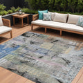 8 X 10 Blue Black And Copper Abstract Washable Indoor Outdoor Area Rug