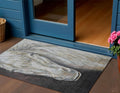 3 X 5 Ivory And Charcoal Animal Print Washable Indoor Outdoor Area Rug