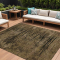 10 X 14 Brown And Charcoal Floral Washable Indoor Outdoor Area Rug