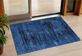 3 X 5 Blue And Charcoal Floral Washable Indoor Outdoor Area Rug