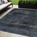 5 X 8 Charcoal And Gray Floral Washable Indoor Outdoor Area Rug