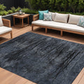 9 X 12 Charcoal And Gray Floral Washable Indoor Outdoor Area Rug