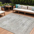 10 X 14 Silver And Gray Floral Washable Indoor Outdoor Area Rug