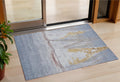 3 X 5 Blue And Gold Nautical Washable Indoor Outdoor Area Rug