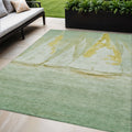 5 X 8 Green And Gold Nautical Washable Indoor Outdoor Area Rug