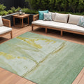 10 X 14 Green And Gold Nautical Washable Indoor Outdoor Area Rug