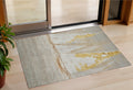 3 X 5 Taupe And Gold Nautical Washable Indoor Outdoor Area Rug