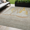 5 X 8 Taupe And Gold Nautical Washable Indoor Outdoor Area Rug