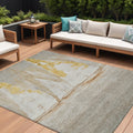 9 X 12 Taupe And Gold Nautical Washable Indoor Outdoor Area Rug