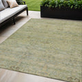 5 X 8 Green And Gold Oriental Washable Indoor Outdoor Area Rug