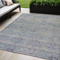 5 X 8 Plum And Silver Oriental Washable Indoor Outdoor Area Rug