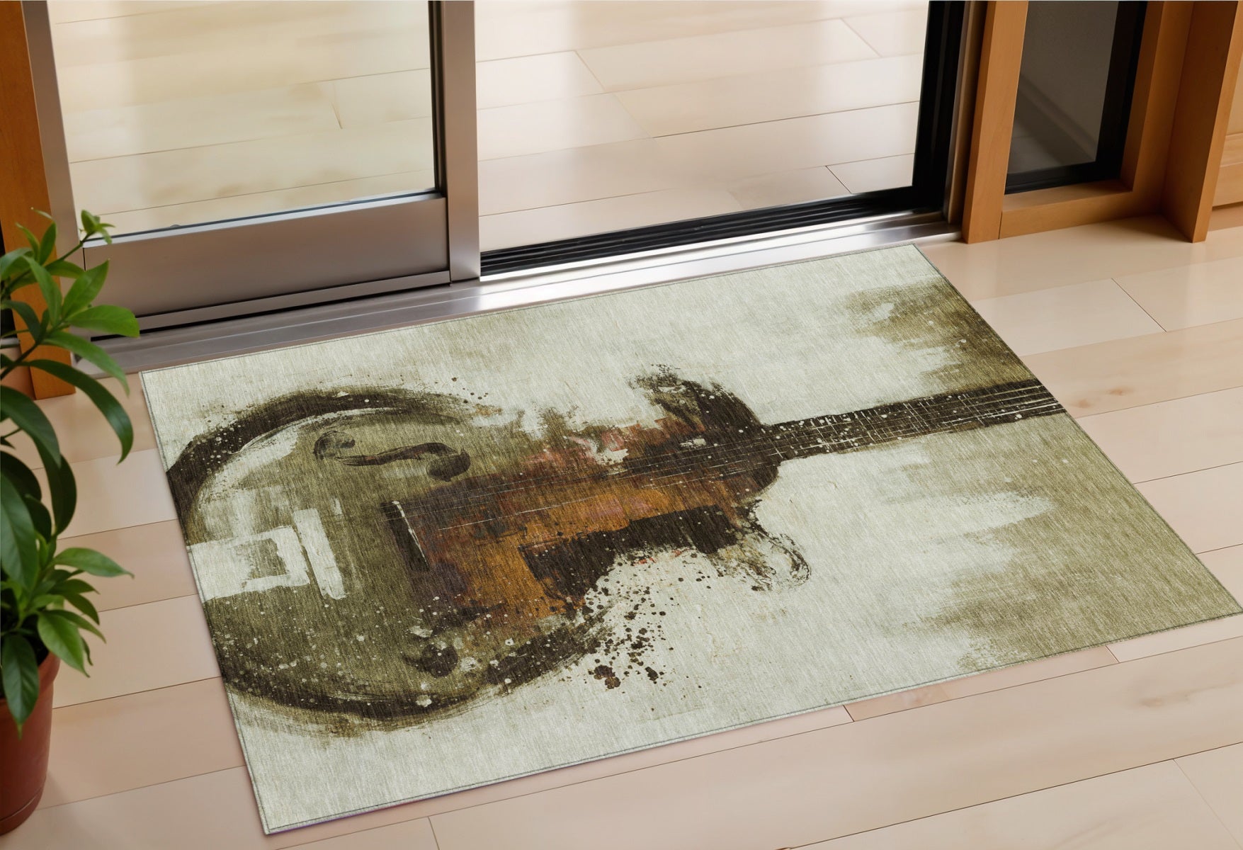 3 X 5 Brown Copper And Charcoal Abstract Washable Indoor Outdoor Area Rug