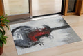 3 X 5 Gray Charcoal And Red Abstract Washable Indoor Outdoor Area Rug