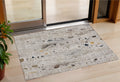 3 X 5 Linen And Gold Abstract Washable Indoor Outdoor Area Rug