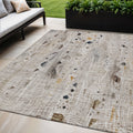 5 X 8 Linen And Gold Abstract Washable Indoor Outdoor Area Rug