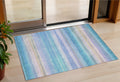 3 X 5 Aqua Lavender And Peach Striped Washable Indoor Outdoor Area Rug
