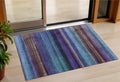 3 X 5 Blue Purple And Taupe Striped Washable Indoor Outdoor Area Rug