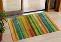 3 X 5 Green Teal Blue And Copper Striped Washable Indoor Outdoor Area Rug