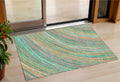 3 X 5 Teal Blue Pink And Peach Abstract Washable Indoor Outdoor Area Rug