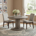 47 Gray Wood Pedestal Base Round Top Dining Table