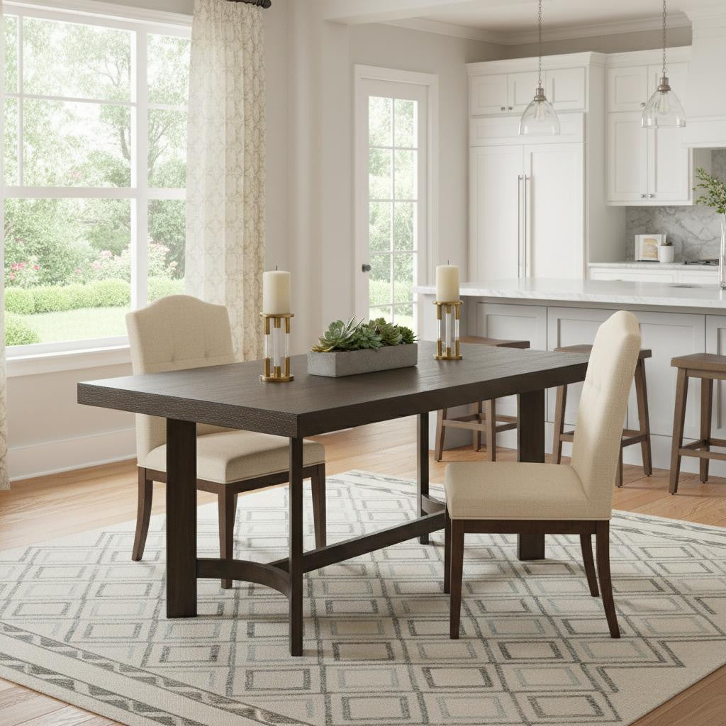 70 Espresso Wood Trestle Base Dining Table