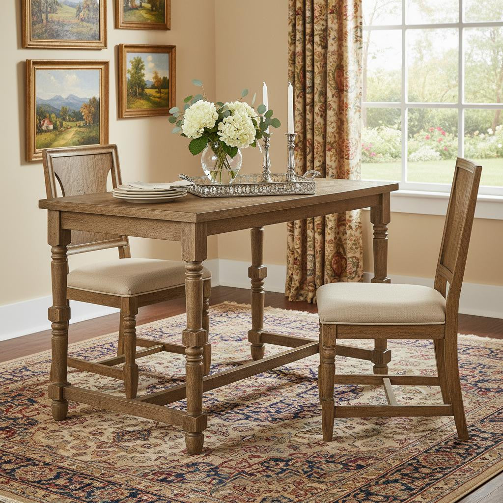 54 Oak Wood Trestle Base Dining Table
