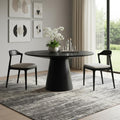 59 Black Wood Pedestal Base Round Top Dining Table